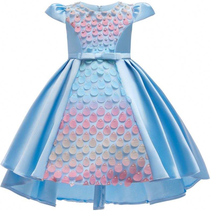 Baige Uusi muotoilu Lapset Sequined Bow Girl Frock Girls -juhlimekot Kaunis prinsessa mekko