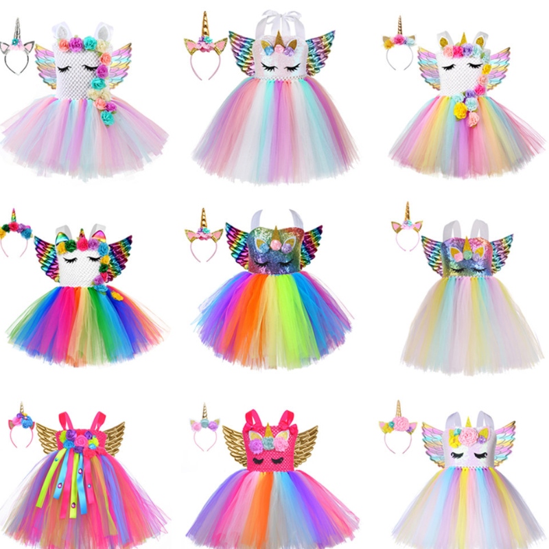 Pikku lasten poni -mekko Unicorn Wings Princess Dress Party Cosplay -puku