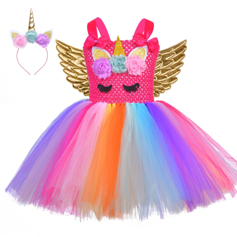 Pikku lasten poni -mekko Unicorn Wings Princess Dress Party Cosplay -puku