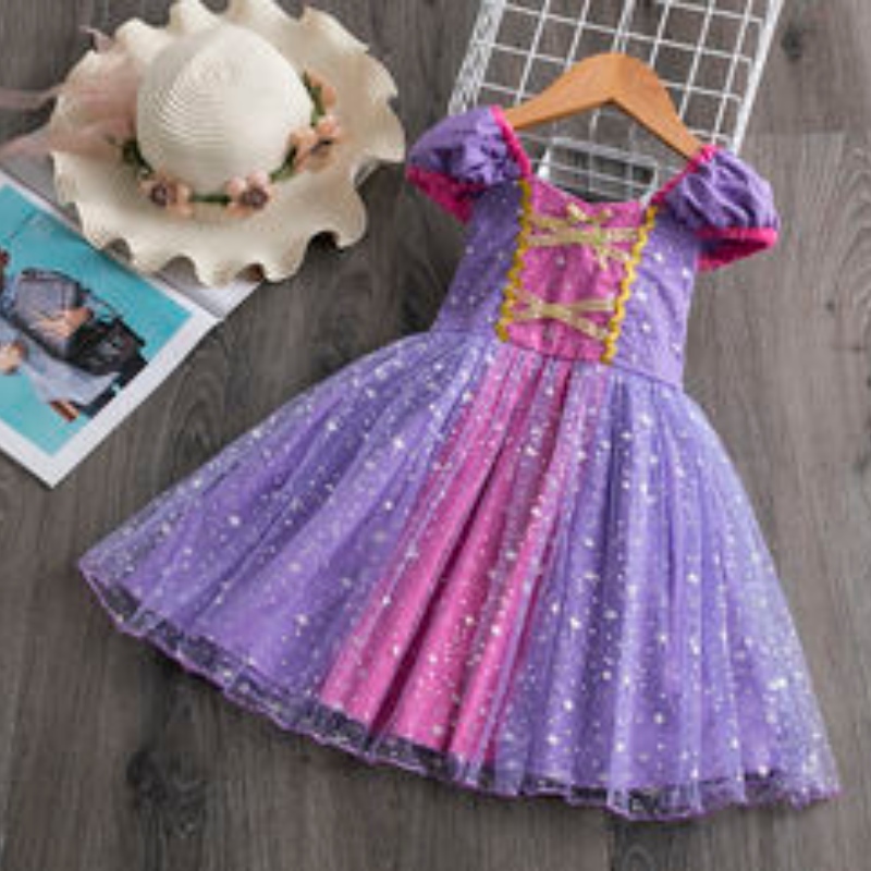 Tytöt Sophia Rapunzel Princess -mekko Fluffy Purple Dress Childrenin puvut