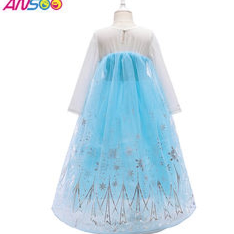 Ansoo 2022 Girls Elsa -prinsessapukupukut syntymäpäiväjuhlia varten pukeutuu hieno Halloween cosplay -puku