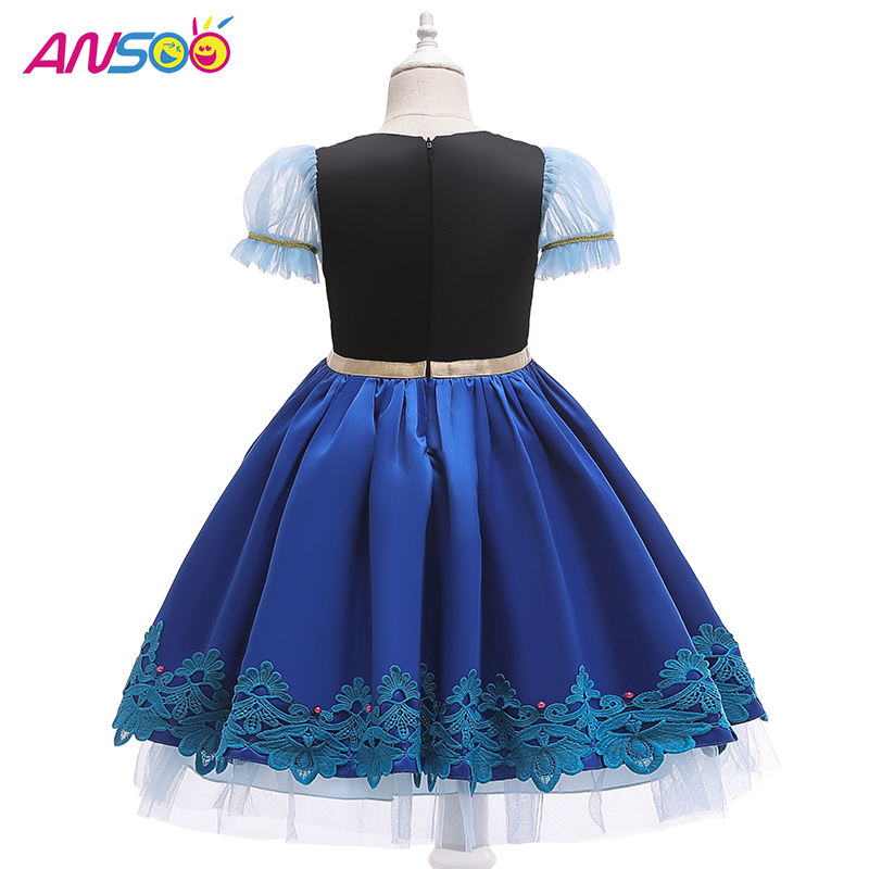 Ansoo Kids Girls Prinsessa kuningatar Elsa Anna Halloween cosplay -puku pukuhame hame