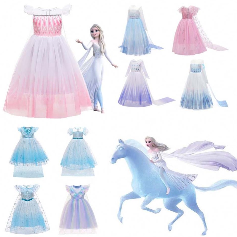 Halpa hintaprinsessa Anna -prinsessa Elsa Snow Queen Girl -juhlapuku Kids Halloween Cosplay -puku BX1693/BX1697