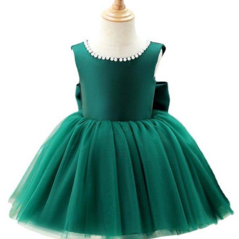 Baige Green Backless Girl Party Dress Kids First Communion Pukuprinsessa hääpallo puku dz007