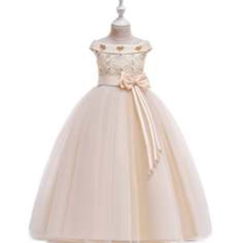 Tyylikäs muotoilu tukkumyynti Kaunis tyttöjuhlat Kids Wedding Event -pallon puku Fancy Princess Hihaton prom Frock LP-232