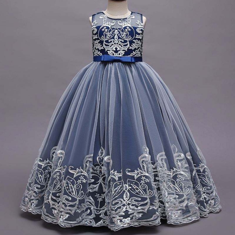 Baige Long Style Children Wedding Ball Gown Girls Frock Design Kids -juhlat Kuluttavat pitkä frock