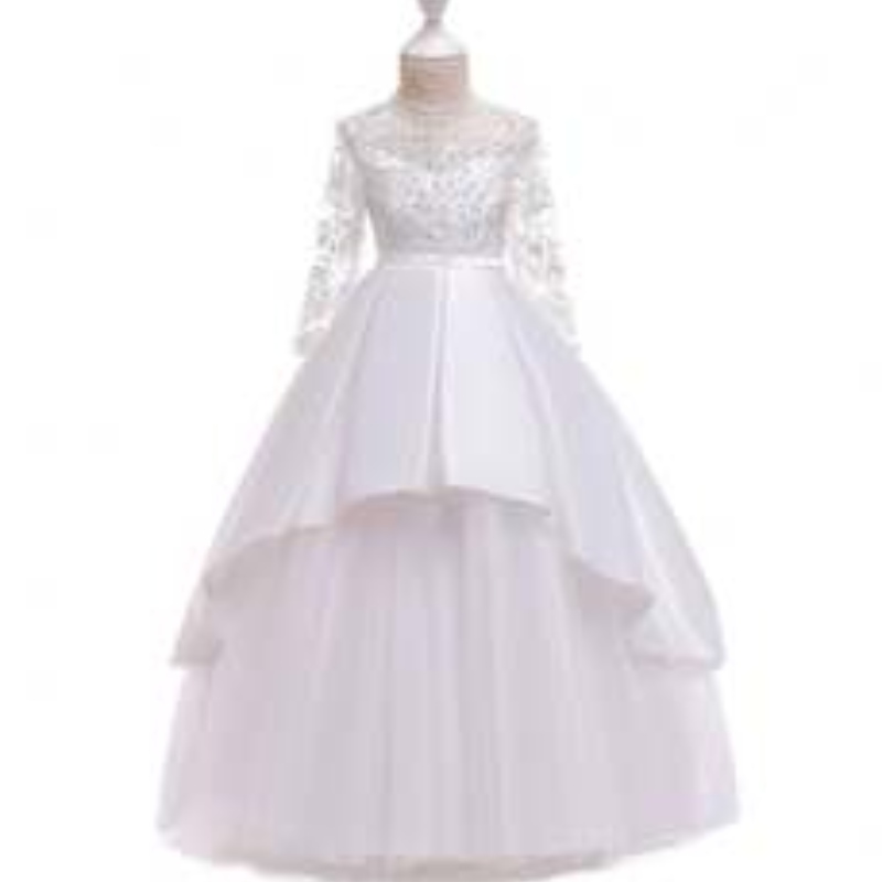 Intian tukkumyynnin pitkät hihat Summer Flower Girl Wedding Party Dress LP-233