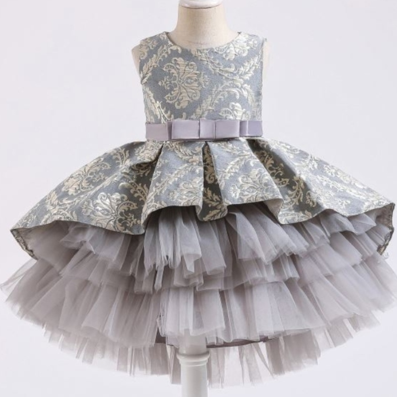 Baige 3-12Y Flower Girl Fluffy Dress Factory Tukkumyynti Boutique Kids Clothing Princess Tutuhame 2171