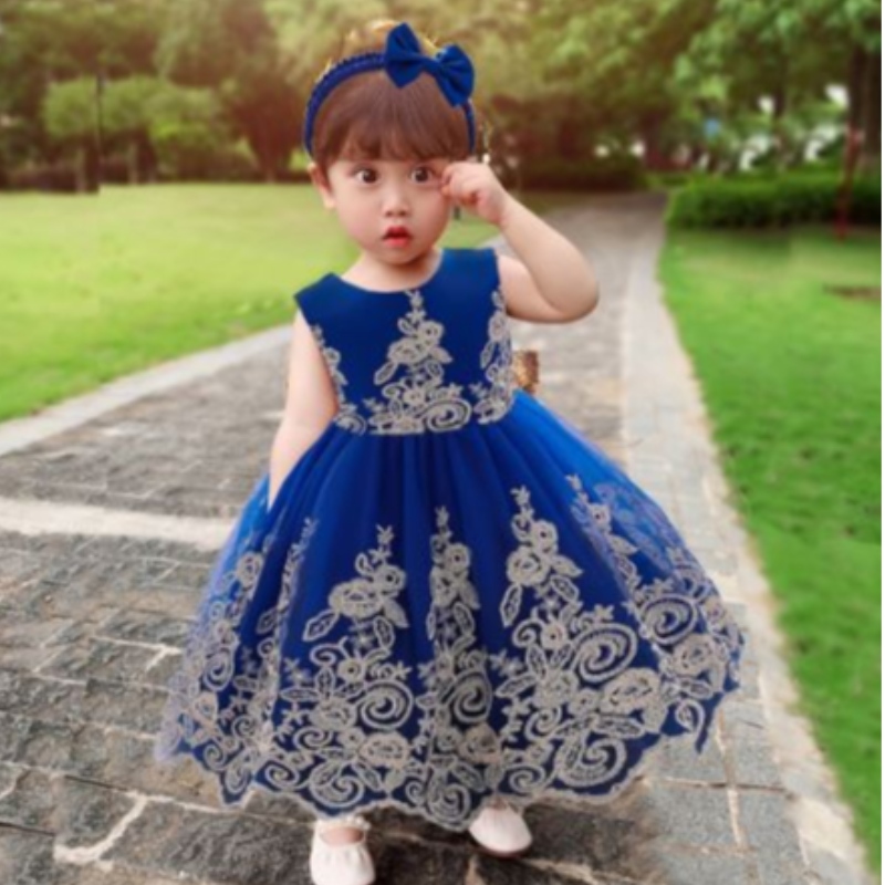 Baige New Lace Frock Kids Party Wear 0-6-Year Flower Girl Birthday Party -puku L2023XZ