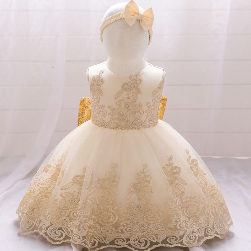 Baige New Lace Frock Kids Party Wear 0-6-Year Flower Girl Birthday Party -puku L2023XZ