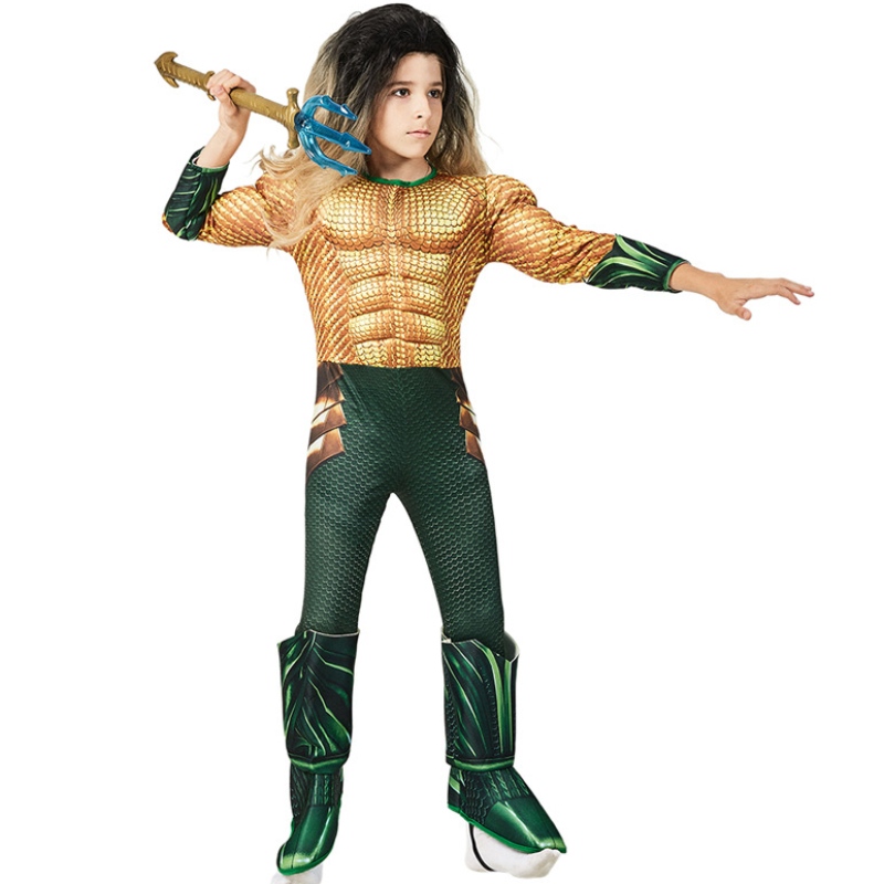 Kids Comic Superhero Aquaman Muscle Pr. Up Halloween Fancy Dress Up cosplay -puku lapselle