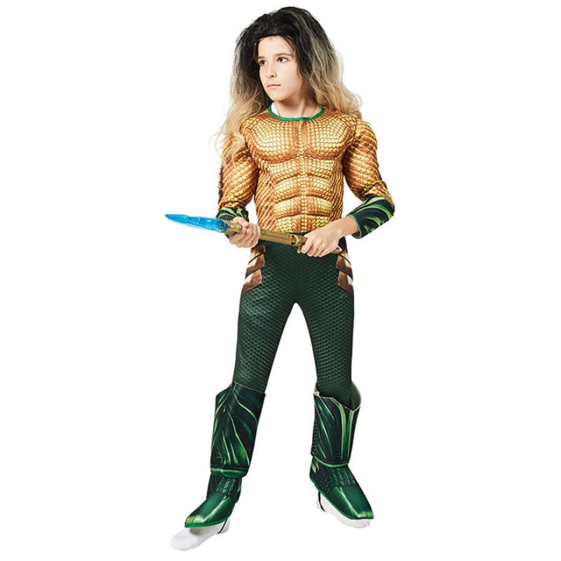 Kids Comic Superhero Aquaman Muscle Pr. Up Halloween Fancy Dress Up cosplay -puku lapselle