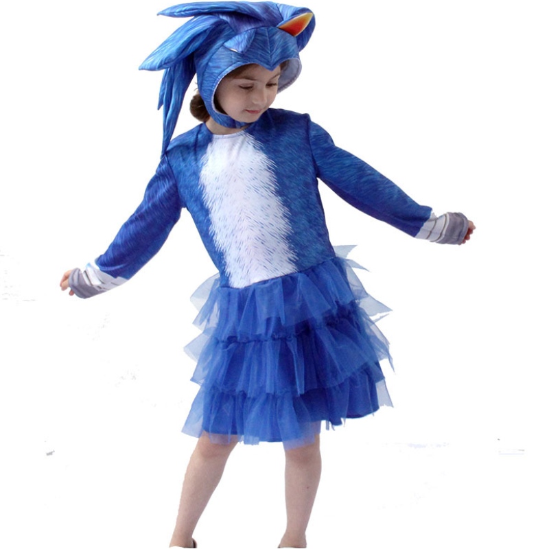 Lasten päivä Sonic Hedgehog Girls Cosplay Vaate- ja pukeutumislavan lasten puku