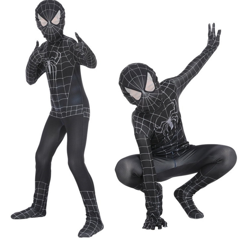 Spiderman Cosplay Black Body -sankari roolipeli Tiukka anime -jumpsuit Muscle Halloween -puku