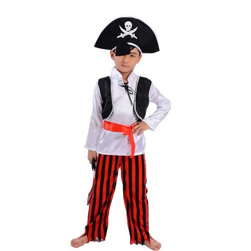 Tukkumyynti viileä raidallinen merirosvo sarjat Stage Performance sopii Halloween Cosplay Caribbean Pirate Captain Children -pukuihin