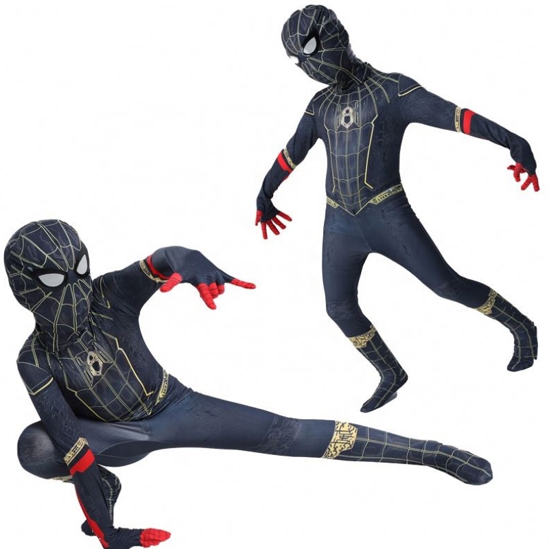 Tehdas plus koko jumpsuit Halloween cosplay sarjaa Black Spider Man -elokuvien pukujen uutuus&erikoiskäyttöinen puku