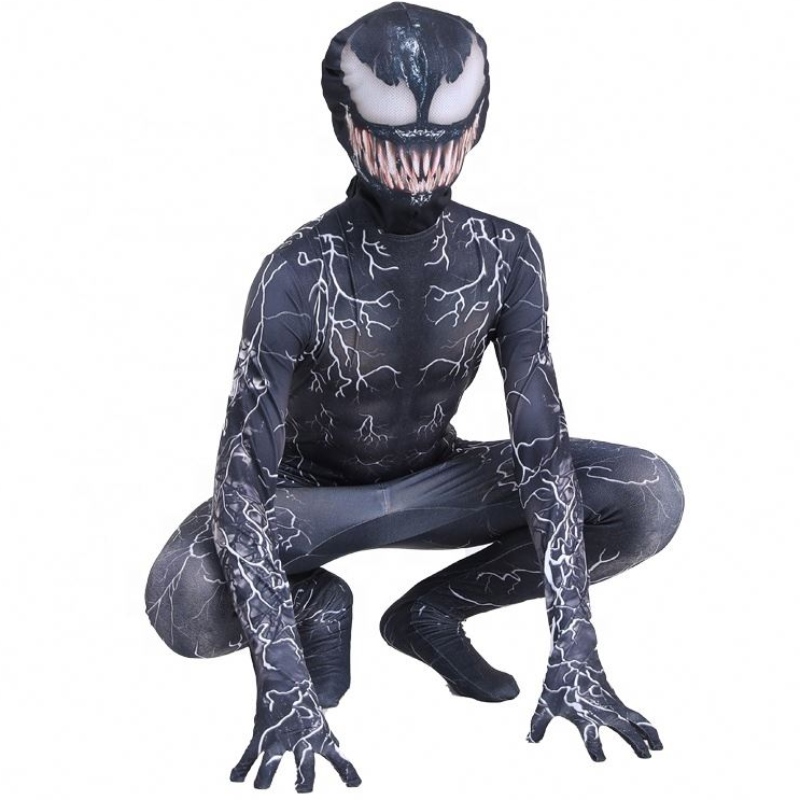 Musta lihas zentai bodysuit Aikuiset Supersankari Scary kauhupuku Spiderman Halloween Cosplay Symbiote Venom -puvut pojille