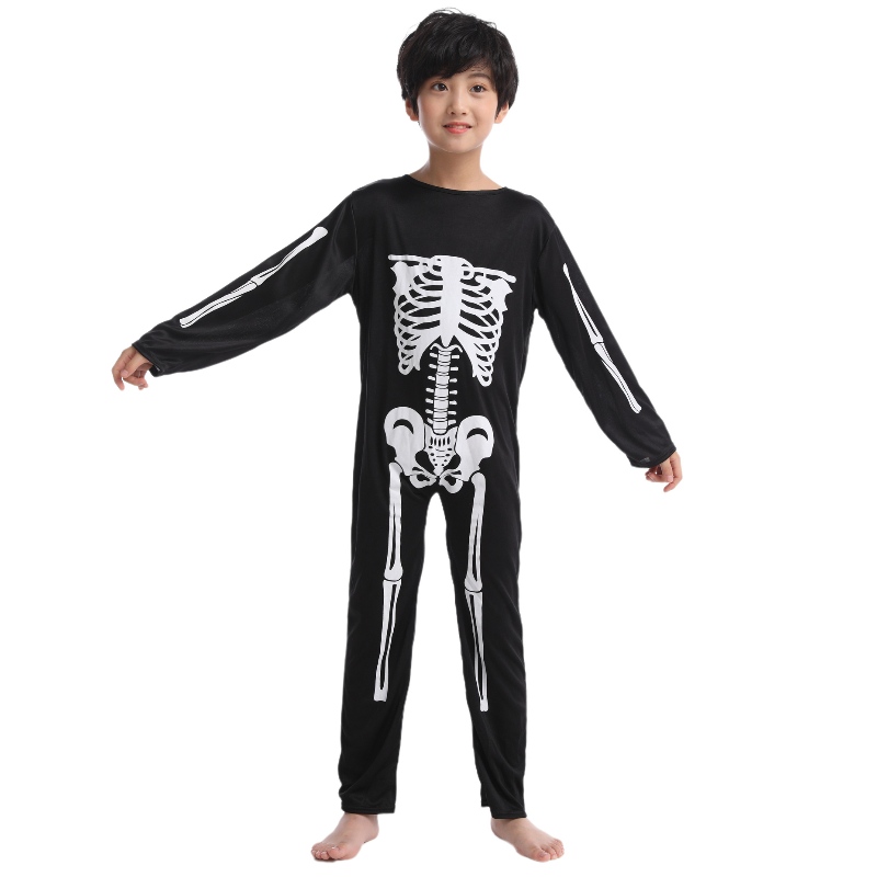 2022 Amazon -lapset Jumpsuit Halloween -juhlapukuinen hyppypuku luurankojen luutulostuksella lapsille