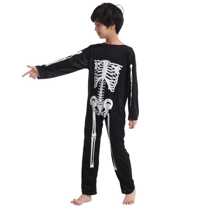 2022 Amazon -lapset Jumpsuit Halloween -juhlapukuinen hyppypuku luurankojen luutulostuksella lapsille