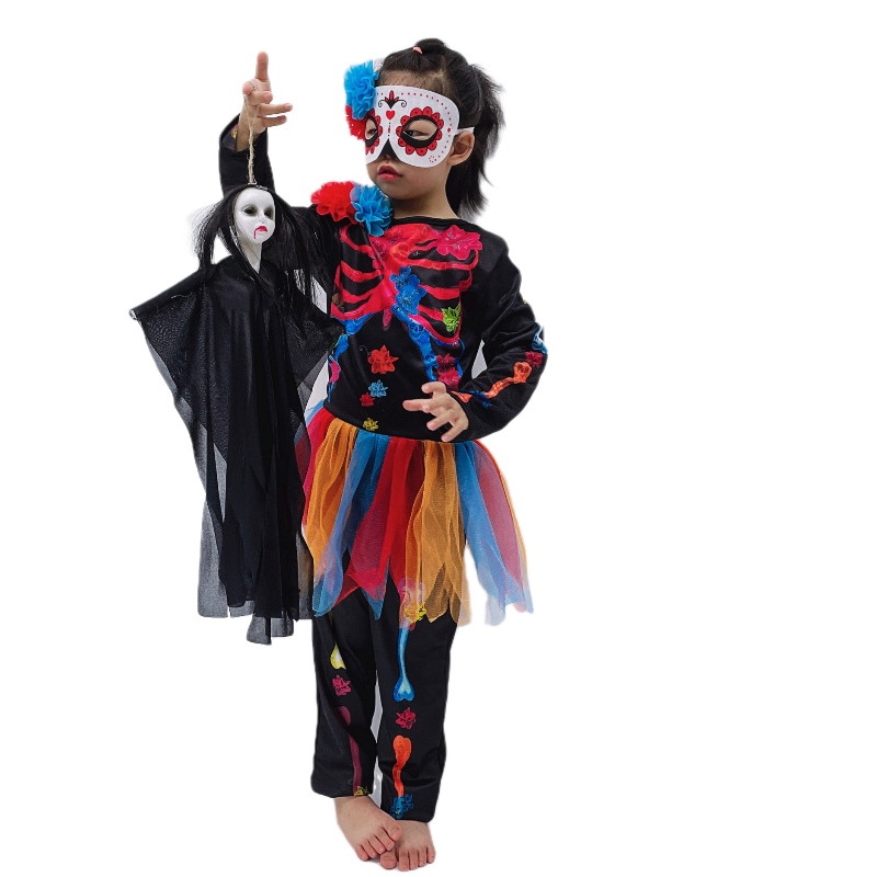 Uusi tyyli Halloween -puku muoti Skeleton Kids pelottava puku kauhu kallo jumpsuit karnevaalijuhlat Kids -puku