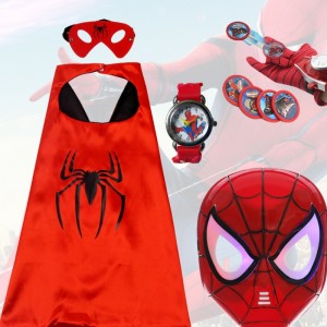 Spiderman -naamio Halloween Lapsilla Cape Cartoon Anime Toy Launcher Shield Watch Set