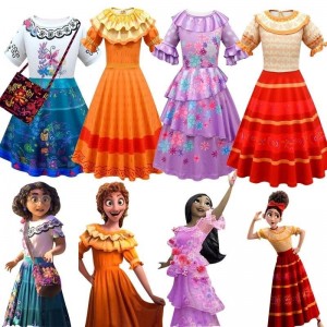 2022 Prinsessa Encanto Mirabel -pukupukujuhlat Syntymäpäivä cosplay fancy Encanto -mekko lapsille