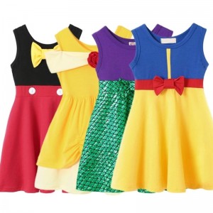 Dressy Princesses -kokoelman mekko tytöille Elsa&anna Party Wear Cear Summer Pehmeä puuvillavaatteet Summer A Line Frocks Kids Asfits