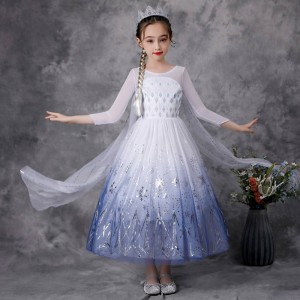 Lapset pukeutuvat fancy prinsessa pukuharmiroolipeli Halloween Party Elsa -mekot tytöille Snow Queen Party Dress K57
