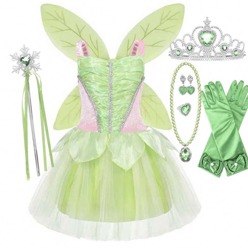 Halloween Cosplay Baby Girls Party Christmas Green Flower Fairy Tinker Bell -asu Butterfly Wings -sarjat HCTB-005