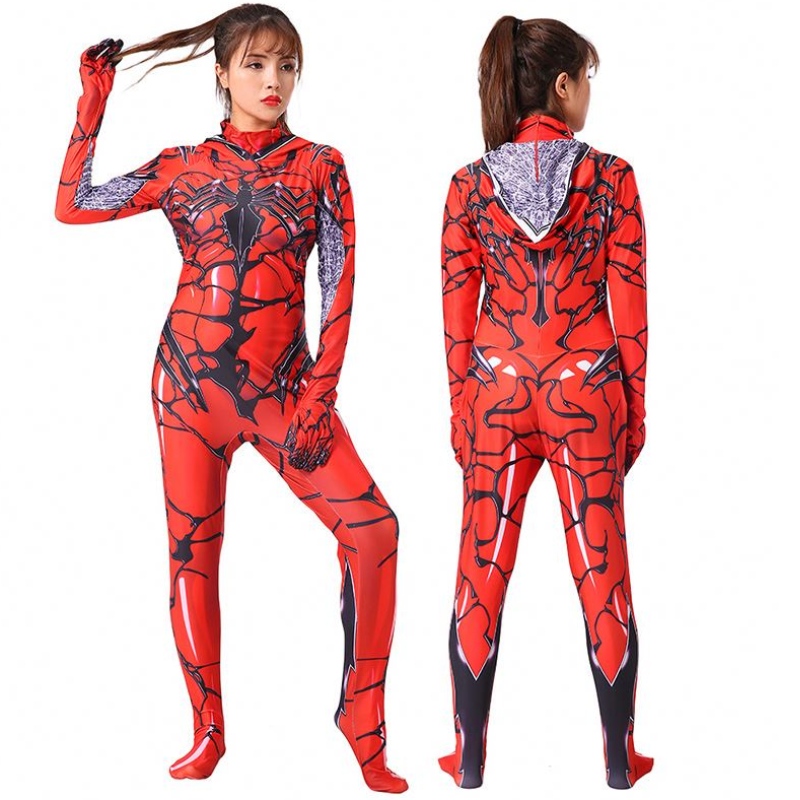 Korkealaatuiset lasten Halloween -puku cosplay Red Women \\ Venom Bodysuit Cosplay Marvel Party Woman