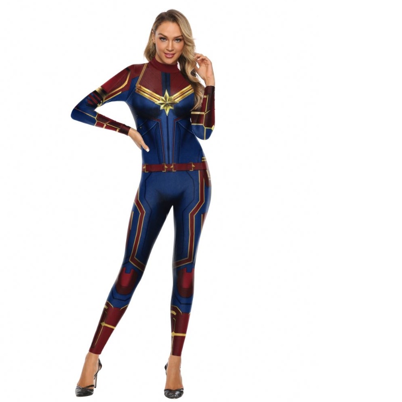 2022 Amazon New Design TV&Movie Cosplay -puku Digitaalinen tulostus Hämmennänsiirto Kapteeni Marvel -hahmo pukunnaiset bodysuit