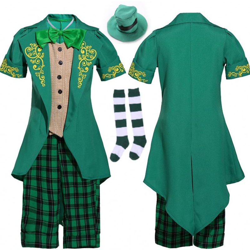 Lapset Halloween Irish Elf Performance Uniform Oufit St. Patrickin päivä tyttö leprechaun pukun DGHC-089