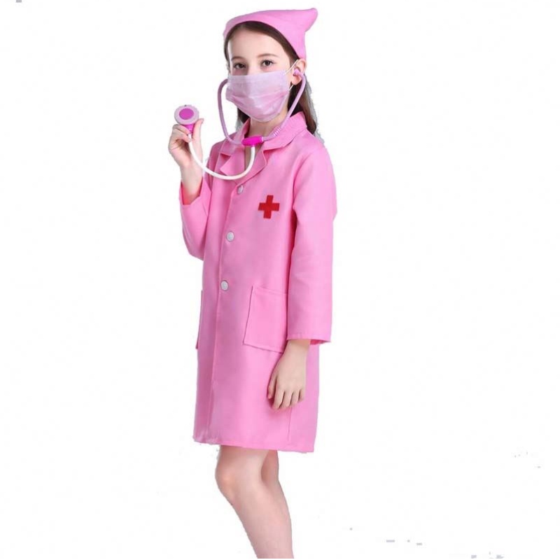 Lapset lääkäri sairaanhoitaja yhtenäinen cosplay boy tyttö valkoinen vaaleanpunainen lasten sairaanhoitaja puku HCBC-011