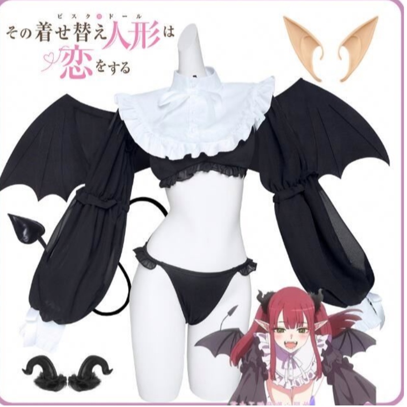 ecowalson anime rizu kyun cosplay cousume minun pukeutumisella kultaseni cosplay kitagawa marin bikini cosplay pukun Kuroe Shizuku -peruukki