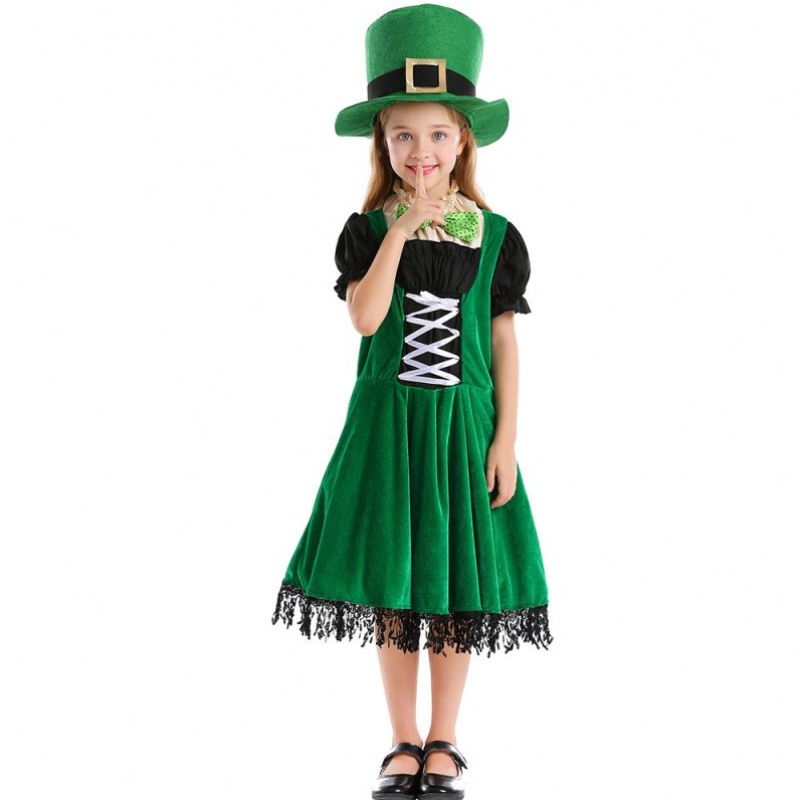 Korkealaatuiset ELF -lapset cosplay fancy juhlapuku karnevaali leprechaun St. Patrickin päivä Halloween Cosplay -puku