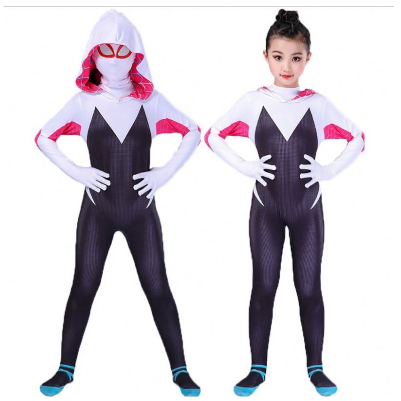 3d Kids Women Spider Gwen -asu Gwendolyn Maxine Stacy Zentai puku Spidergirl Cosplay Halloween -pukut tytöille