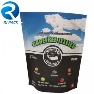 100% kierrätettävä stand up -pussi lastenkestävällä vetoketjulla