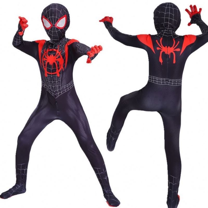 Elokuvapelin puku vanhempien lasten rinnakkainen universumi musta hämähäkki jumpsuit Aikuinen anime cosplay Spiderman Halloween -puku