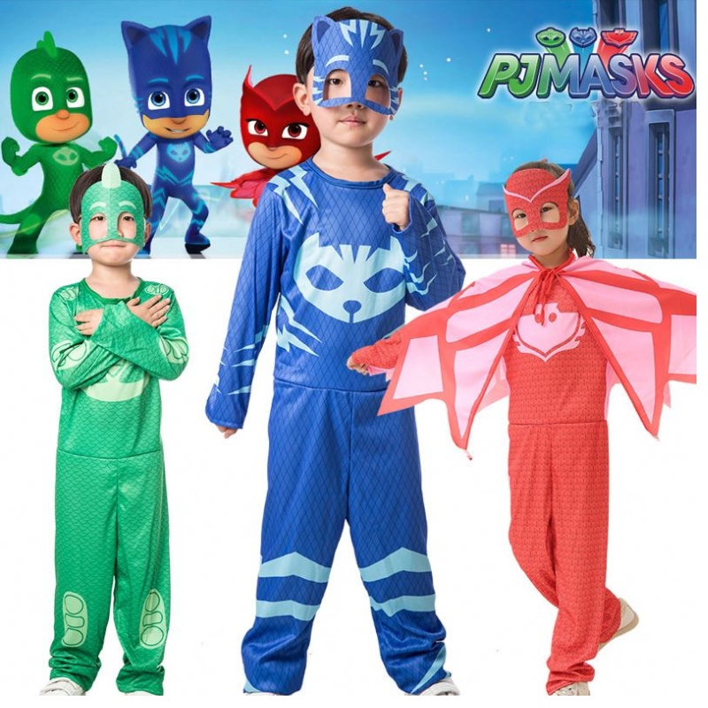 2021 puku Halloween Cosplay Uusi pitkähihainennaamioitu Cape Superhero Cosplay Halloween Custom -pukut lapsille