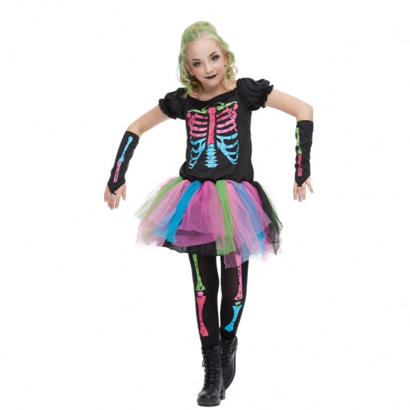 2021 Uusi saapumistyttöpuku taapero funky Punky Bone -puku Halloween -puku lapsille