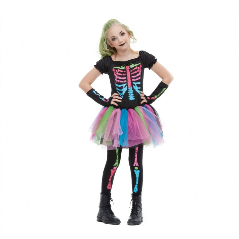 2021 Uusi saapumistyttöpuku taapero funky Punky Bone -puku Halloween -puku lapsille