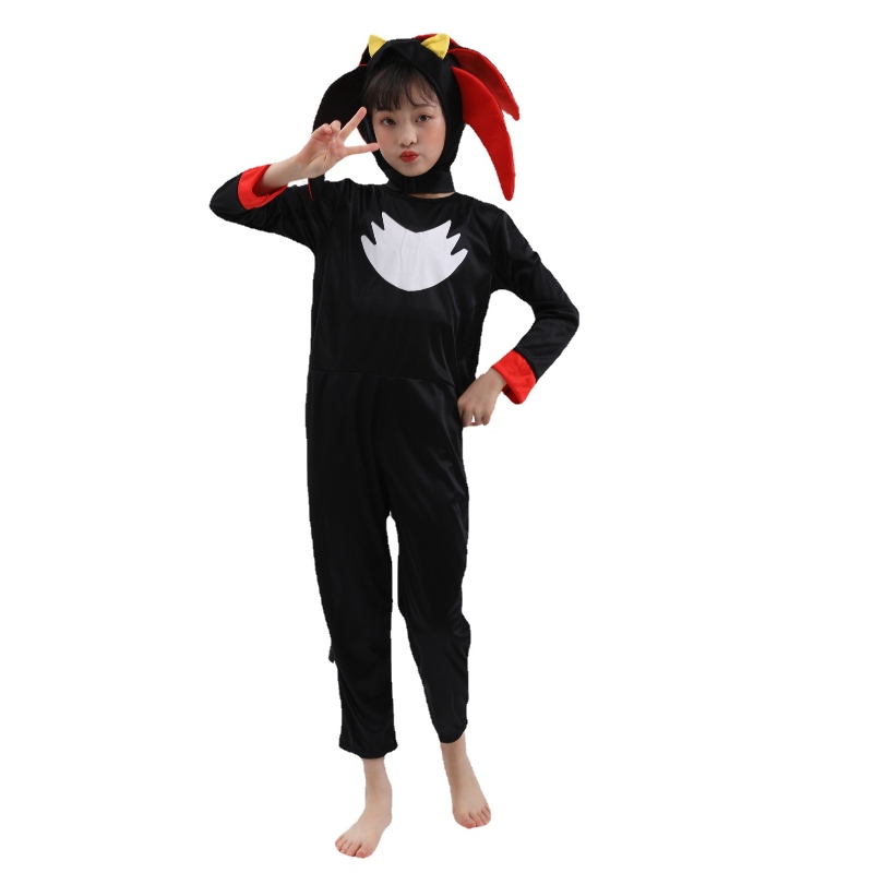 Kuuma myynti Supersonic Kid Super Black Sonic Black Shadow Charter -puku Halloweenille