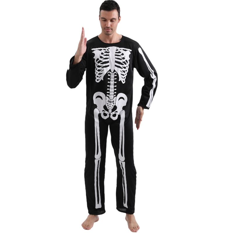 2022 Amazon Adult Jumpsuit Halloween -juhlapukuinen jumpsuit luurankojen luutulostuksella miehille