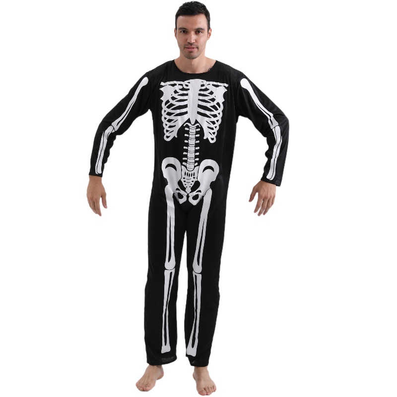 2022 Amazon Adult Jumpsuit Halloween -juhlapukuinen jumpsuit luurankojen luutulostuksella miehille