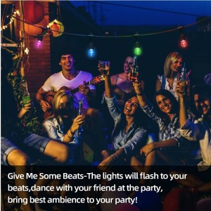 48ft Värin muuttaminen ulkoilmavalot, 15 LED -lampsia särkyvä himmennettävä, IP65 -vedenpitävä, RGBW vilkkuvat merkkijonovalot RF -kaukosäätimellä, koristevalot patio puutarhaan