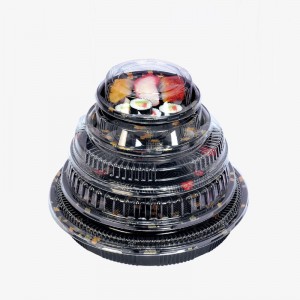 Mukauta pyöreä sushi -box, ekologinen kierrätettävä kertakäyttöinen sushilaatikko kannen kanssa