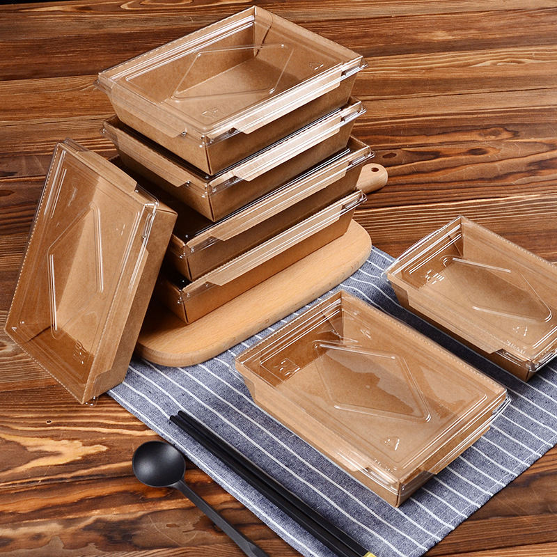 Eco Friendly Räätälöity tukkumyynti Biohajoava taitettu salaatti Kraft Paper Lunch Box
