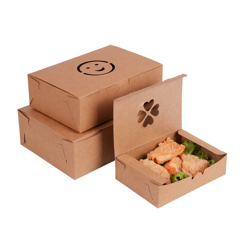 Tukkumyynti elintarvikelaatuinen Takeaway -kertakäyttöinen Kraft -paperinopea biohajoava kannettava ruokapakkaus