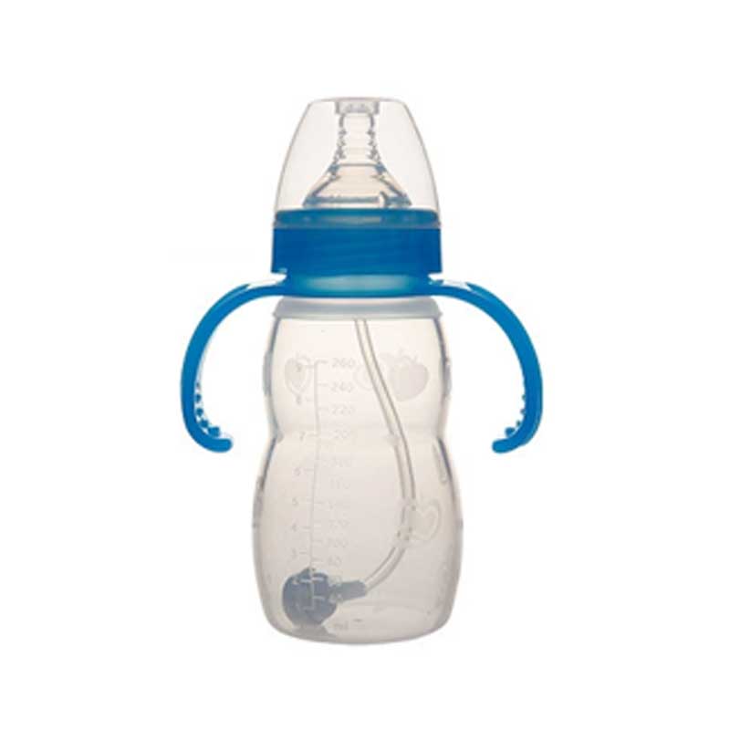 Korkealaatuinen BPA-ilmainen silikonipullojen leveä kalibe kahvan kanssa vauvan vastainen flatulanssi kannettavat vauvatuotteet BPA ilmaiseksi