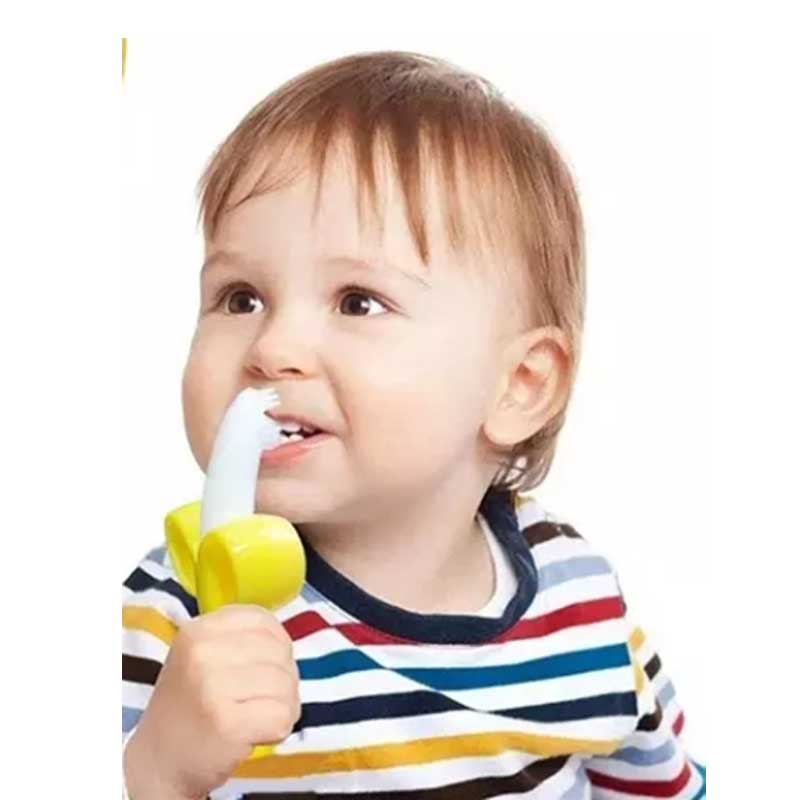 Banaani vauva teether silikoni vauvahammasharja vauva mini hammasharjaharjoittelu hammasharja ja teether -lelu